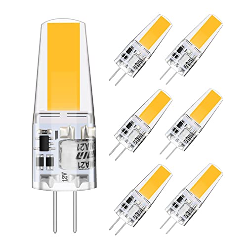 tkhetiana 2.5w G4 LED Lampen,Nicht Dimmbar 12V G4 LED Birnen 2W Leuchtmittel 3000K Warmweiß LED Birnen Glühbirne Ersatz für 20W 25w Halogenlampen 12V AC/DC,360° Abstrahlwinkel,6er Pack von tkhetiana