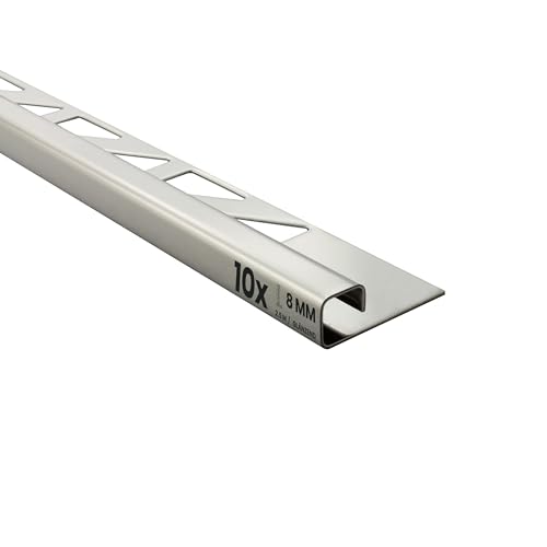 10x Quadrat-Profil Edelstahlschiene Fliesenprofil Fliesenschiene Edelstahl V2A L250cm 8mm glänzend von tktrading24