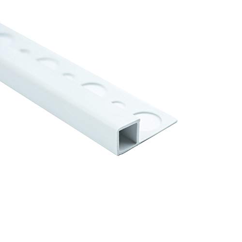 5x PVC Quadrat Fliesenschiene Fliesenprofil Kunststoff Schiene weiß matt L250cm 10mm Profil (5 Stück) von tktrading24
