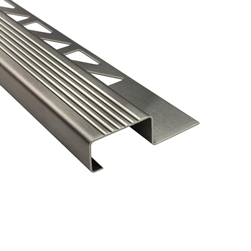 5x Stufenprofil Edelstahl Fliesenleiste Profil Treppen Schiene H12mm gebürstet von tktrading24