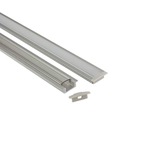 A25 Aluminium Profil 2m für LED Streifen + Abdeckung Opal Aluprofil 2x Endkappen von tktrading24