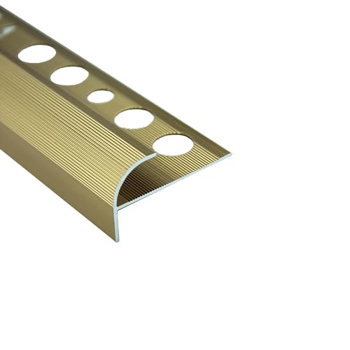 Alu Stufenprofil Fliesenschiene Profil Treppe Schiene matt L90cm H10mm gold von tktrading24