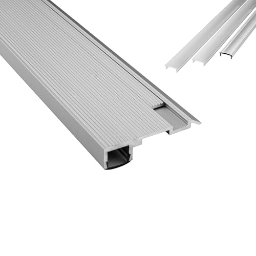 B-WARE - T-STA LED Alu Treppenprofil Treppenwinkel Profil Stufen silber 2m klar von tktrading24