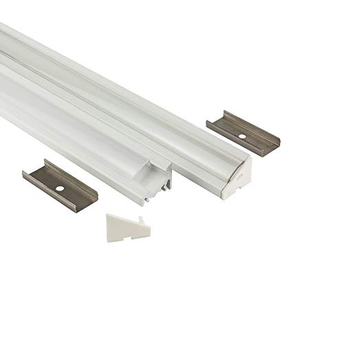 tktrading24 B-Ware - LED Aluprofil A20 weiss Eckprofil 30° + Abdeckung Alu Schiene 30 grad Leiste für LED-Streifen-Strip 1m klar von tktrading24