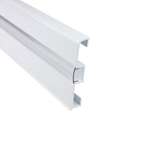 B-Ware - LED Aluprofil C02 Alu Sockelleiste + Abdeckung Fußbodenleiste Schiene für LED-Streifen-Strip Weiss 1m klar von tktrading24