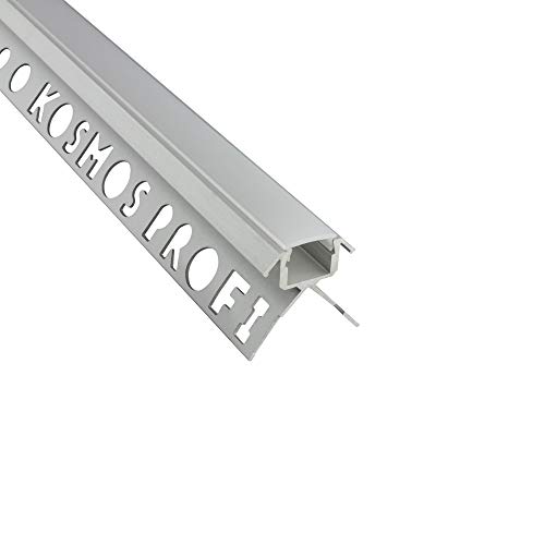 C-T77 LED Alu Fliesenprofil Ecke aussen 12mm silber + Abdeckung Abschlussleiste Fliesen für LED-Streifen-Strip 2m milky von tktrading24