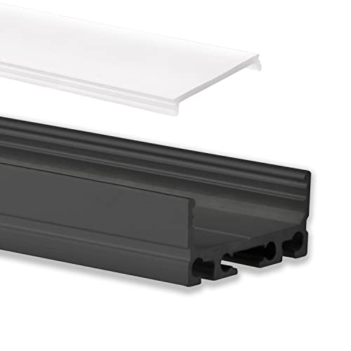 GX-PN4 LED AUFBAU-Profil 200 cm, flach, LED Stripes max. 24mm, schwarz RAL 9005 2m Abdeckung opal GX-PN4 LED AUFBAU-Profil 200 cm, flach, LED Stripes max. 24mm, schwarz RAL 9005 2m Abdeckung opal von tktrading24