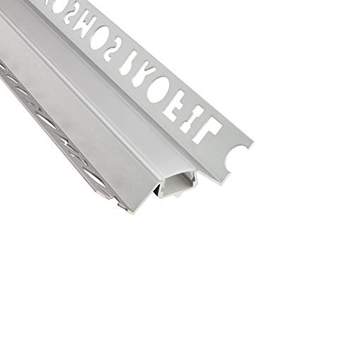 IN-T77 LED Alu Fliesenprofil Ecke aussen 12mm silber + Abdeckung Abschlussleiste Fliesen für LED-Streifen-Strip 1m opal von tktrading24