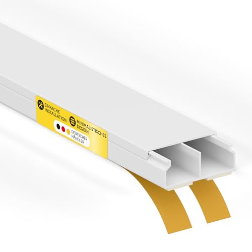 Kabelkanal aus hochwertigem PVC weiß Selbstklebend 2m - 5 Stück - 30x11mm von tktrading24