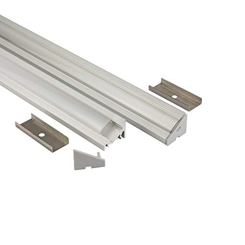 tktrading24 LED Aluprofil A20 silber Eckprofil 30° + Abdeckung Alu Schiene 30 grad Leiste für LED-Streifen-Strip 2m klar von tktrading24