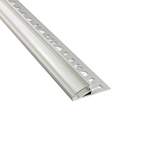 LED Aluprofil T77 10mm silber 20° Fliesenprofil + Abdeckung Abschlussleiste Bordüre Fliesen für LED-Streifen-Strip 1m klar von tktrading24