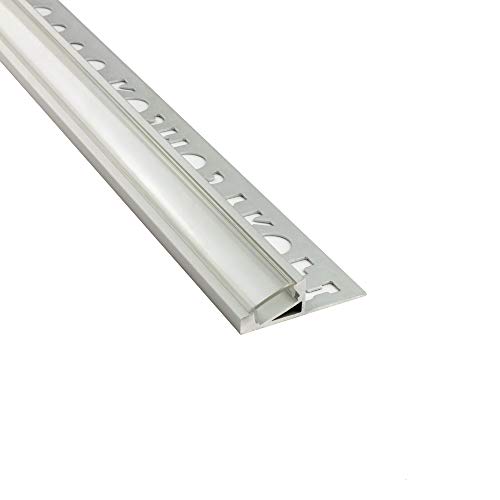 LED Aluprofil T77 10mm silber 20° Fliesenprofil + Abdeckung Abschlussleiste Bordüre Fliesen für LED-Streifen-Strip 1m klar von tktrading24