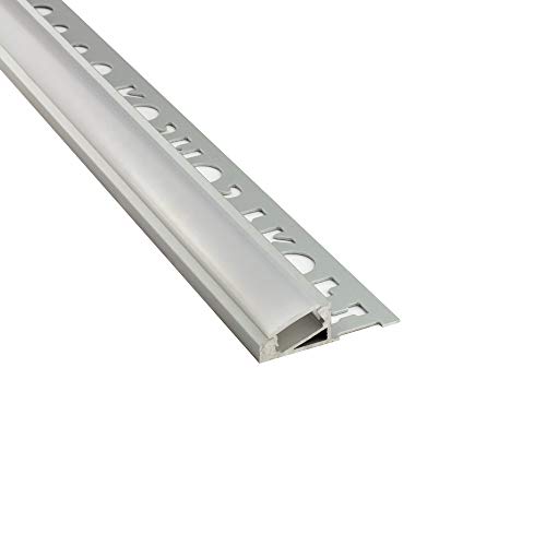 LED Aluprofil T77 10mm silber 20° Fliesenprofil + Abdeckung Abschlussleiste Bordüre Fliesen für LED-Streifen-Strip 1m milky von tktrading24