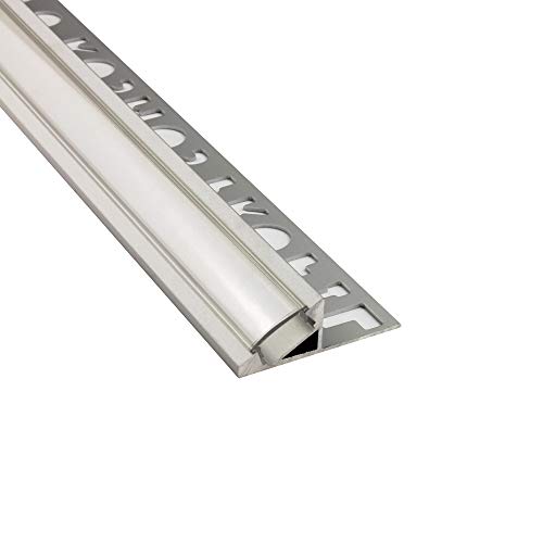 LED Aluprofil T77 12mm silber 30° Fliesenprofil + Abdeckung Abschlussleiste Bordüre Fliesen für LED-Streifen-Strip 1m klar von tktrading24