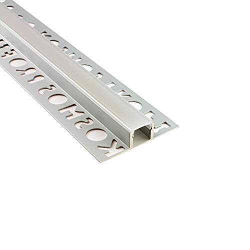 tktrading24 LED Aluprofil T77 Bordüre 10mm silber Fliesenprofil + Abdeckung Fliesen für LED-Streifen-Strip 2m opal von tktrading24