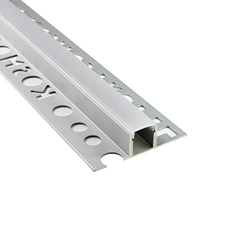 LED Aluprofil T77 Bordüre 12mm silber Fliesenprofil + Abdeckung Fliesen für LED-Streifen-Strip 1m milky von tktrading24