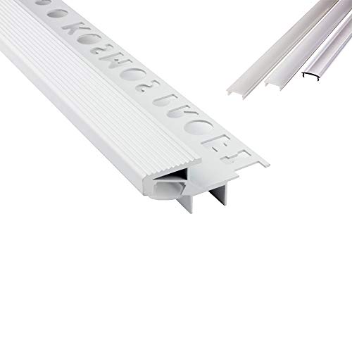 T-40 20° LED Alu Fliesenprofil Treppenprofil Stufen 12mm weiss + Abdeckung Abschlussleiste Fliesen für LED-Streifen-Strip 2m klar T-40 20° LED Alu Fliesenprofil Treppenprofil Stufen 12mm weiss + Abdeckung Abschlussleiste Fliesen für LED-Streifen-Strip 2m klar von tktrading24