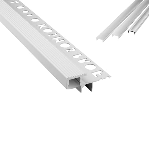 tktrading24 T-40 LED Alu Fliesenprofil Treppenprofil Stufen 10mm weiss 2m klar von tktrading24