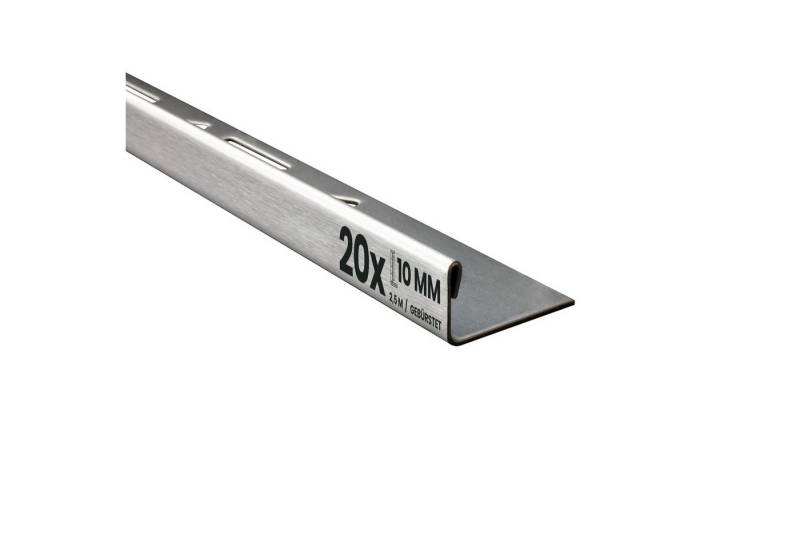 tktrading24 Abschlussprofil 20x L-Profil Fliesenprofil, Edelstahl, 250 cm, 10 mm, Gebürstet (Set, 20er) von tktrading24