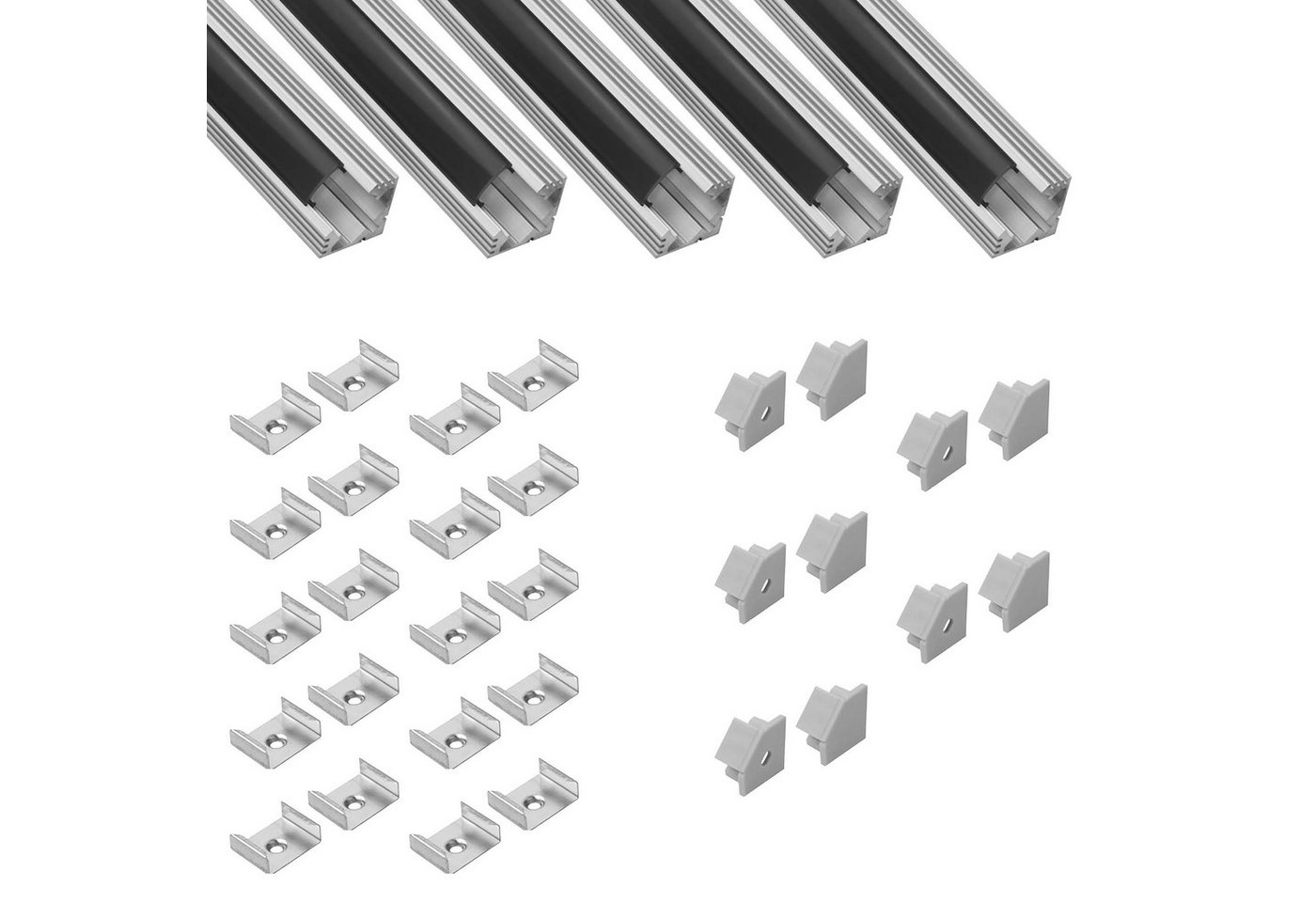 tktrading24 LED-Stripe-Profil 5x A19 LED Profil 2m - Silber inkl. Abdeckung, Halter & Endkappen tktrading24 LED-Stripe-Profil 5x A19 LED Profil 2m - Silber inkl. Abdeckung, Halter & Endkappen von tktrading24