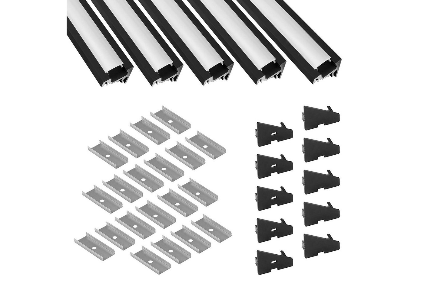 tktrading24 LED-Stripe-Profil 5x A20 LED Profil 2m - Schwarz inkl. Abdeckung, Halter & Endkappen tktrading24 LED-Stripe-Profil 5x A20 LED Profil 2m - Schwarz inkl. Abdeckung, Halter & Endkappen von tktrading24