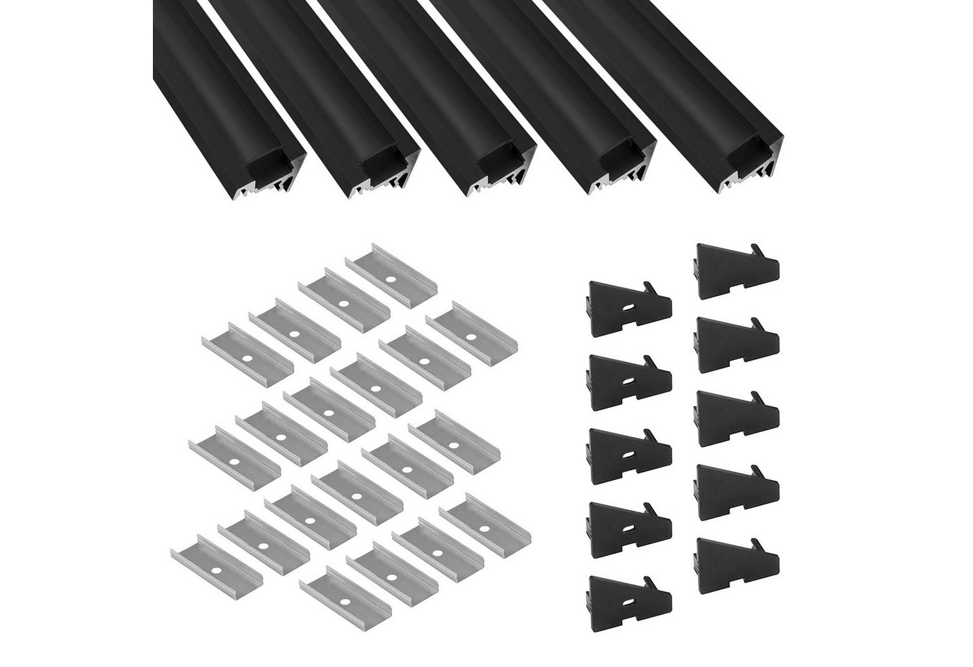 tktrading24 LED-Stripe-Profil 5x A20 LED Profil 2m - Schwarz inkl. Abdeckung, Halter & Endkappen tktrading24 LED-Stripe-Profil 5x A20 LED Profil 2m - Schwarz inkl. Abdeckung, Halter & Endkappen von tktrading24