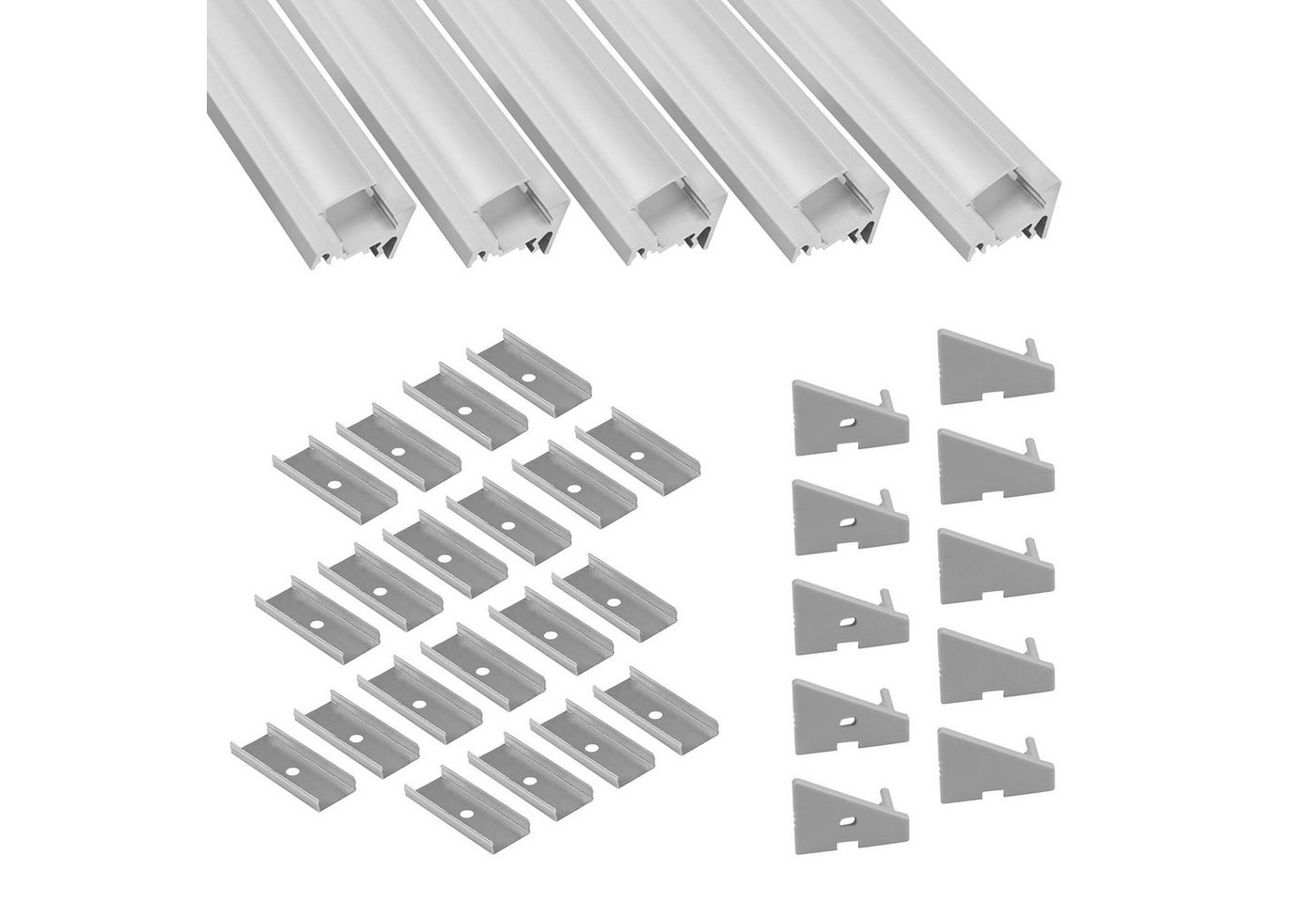 tktrading24 LED-Stripe-Profil 5x A20 LED Profil 2m - Silber inkl. Abdeckung, Halter & Endkappen tktrading24 LED-Stripe-Profil 5x A20 LED Profil 2m - Silber inkl. Abdeckung, Halter & Endkappen von tktrading24