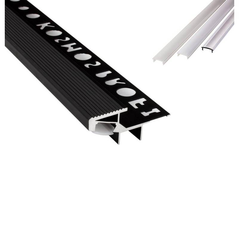 tktrading24 LED-Stripe-Profil T-40 20° LED Alu Fliesen Treppenprofil Stufen 12mm schwarz 1m opal von tktrading24