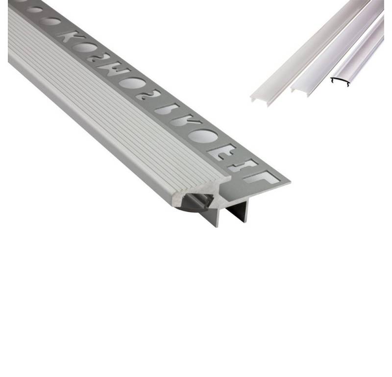tktrading24 LED-Stripe-Profil T-40 20° LED Premium Treppenprofil Alu Fliesenprofil 10mm silber von tktrading24