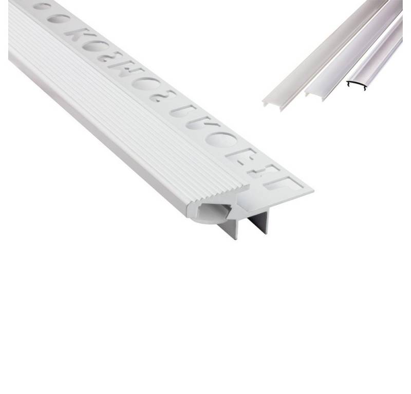 tktrading24 LED-Stripe-Profil T-40 20° LED Alu Treppenprofil Stufen 10mm weiss 2m klar von tktrading24