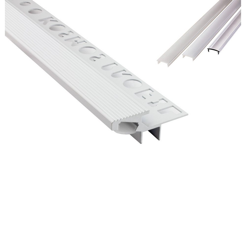 tktrading24 LED-Stripe-Profil T-40 20° LED Premium Treppenprofil Alu Fliesenprofil 10mm weiss von tktrading24