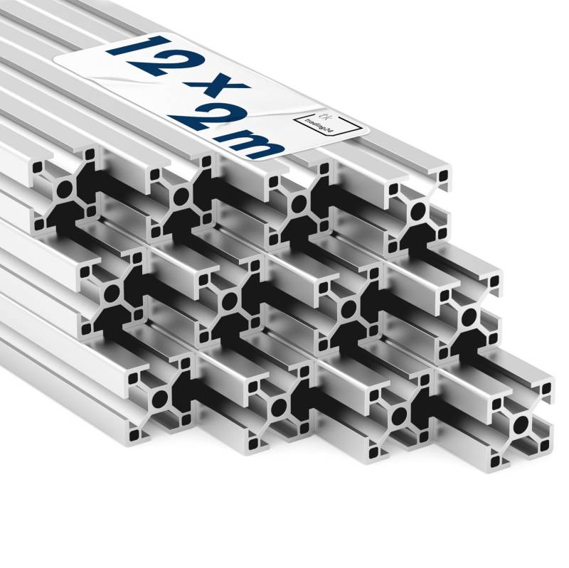 tktrading24 Profil 12x Alu Profil 30x30mm 2m System-, Montage-, Konstruktionsprofil Nut 8 (Set) von tktrading24