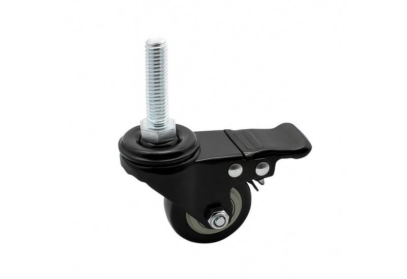 tktrading24 Profil Schraubgewinde-Lenkrolle mit Bremse Gummirolle Ø50mm Gewinde M8 (4-St) von tktrading24