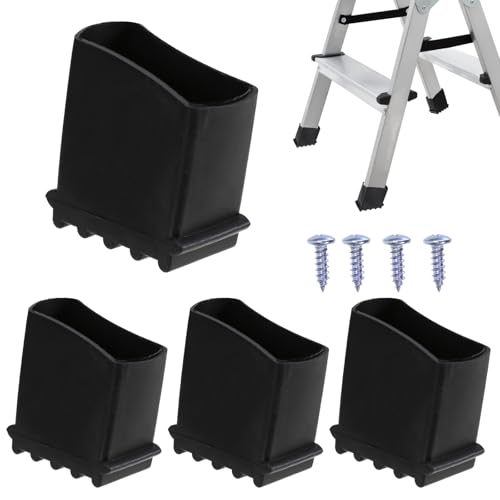 4 Stück 50x25mm Leiter Füße, Universal Gummi Leiterfüße mit 4 Schrauben, Rutschfeste Leiterfüße, Leiterkappen Fußkappen für Leitern Aluleiter Teleskopleitern Fischgrätleitern Ladder Pads von tlidfgeo