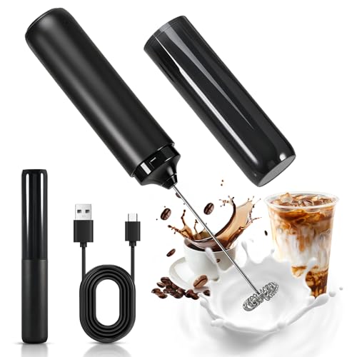 Wiederaufladbarer Milchaufschäumer, Hand-Kaffee-Aufschäumer mit Edelstahl-Schneebesen, Milchschaum-Maschine, tragbarer Kaffeemixer für Milch, Latte, Matcha, Schwarz Wiederaufladbarer Milchaufschäumer, Hand-Kaffee-Aufschäumer mit Edelstahl-Schneebesen, Milchschaum-Maschine, tragbarer Kaffeemixer für Milch, Latte, Matcha, Schwarz von tlidfgeo