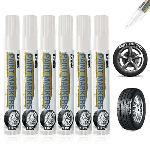 tlidfgeo 6 Stück Autoreifen Stift, Weißer Reifenmarker Hohe Kapazität Reifenstift, Wasserfest Autoreifen Marker, Reifen Lackstifte für Auto Motorrad Reifen tlidfgeo 6 Stück Autoreifen Stift, Weißer Reifenmarker Hohe Kapazität Reifenstift, Wasserfest Autoreifen Marker, Reifen Lackstifte für Auto Motorrad Reifen von tlidfgeo