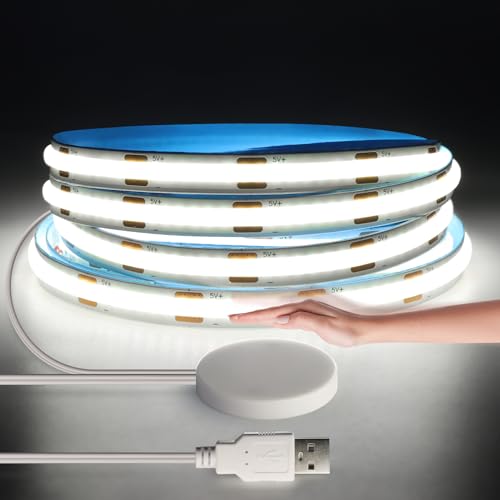 tlinkosta 5V USB COB LED Streifen, 2M Weiß Dimmable COB LED Strip Light with Touch and Hand Sweep Dimmer Schalten For Innen Küche Bedroom Kitchen Beleuchtung von tlinkosta