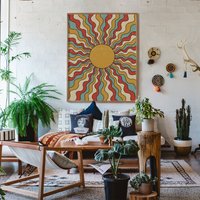 Vintage Sun Poster, Retro Wohndekor, Boho Wandkunst, Perfekt Für Das 70Er Jahre Schlafzimmer, Wohnzimmer, Einzigartigen Stil von tncocity
