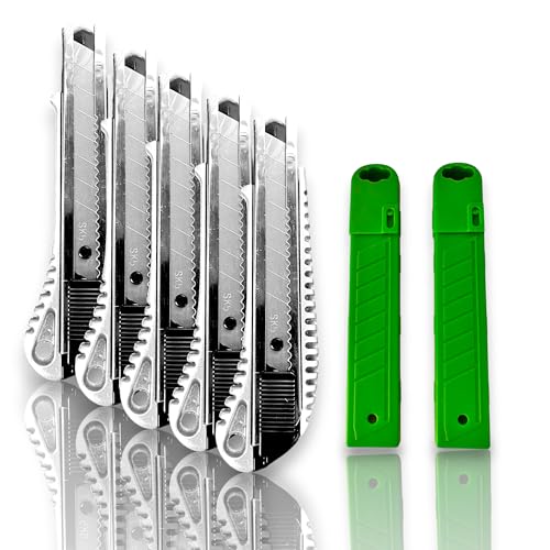 to do home 5er Profi Alu-Cuttermesser Set SK5 Stahl Klingen 18mm - zusätzlich 20 Ersatzklingen - Alu-Druckguss - Profiqualität - Teppichmesser Mehrzweckmesser - Industrie Heimwerker Gewerbe von to do home