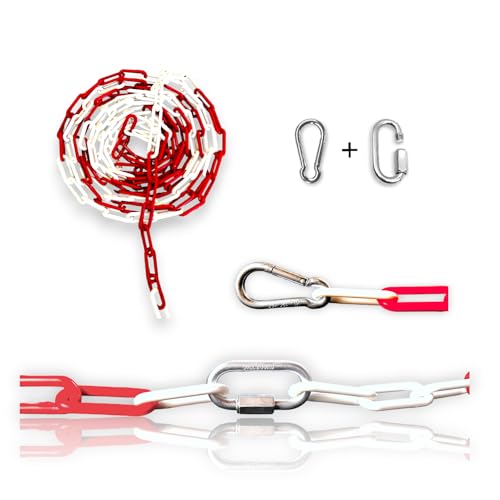 to do home Absperrkette Kunststoffkette rot/weiß 6mm 5m - Gliederkette Sicherheitskette Baustellensicherungskette - ideal für Absperren von Flächen, Parkplätzen, Baustellen von to do home