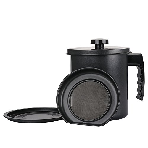 to do home Fetttrennkanne für Frittieröl und Speisefett|Ölsieb|Fetttrenner| Edelstahlkanne mit Sieb|Ölkanne zur Aufbewahrung Lagerung|1,3l (Schwarz) von to do home
