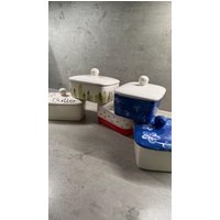 B-Ware Mängel Beschädigt Butterdose Mit Knauf Für 250G Butter Handmade Töpfern Keramik Handbemalt von toepferstubelea
