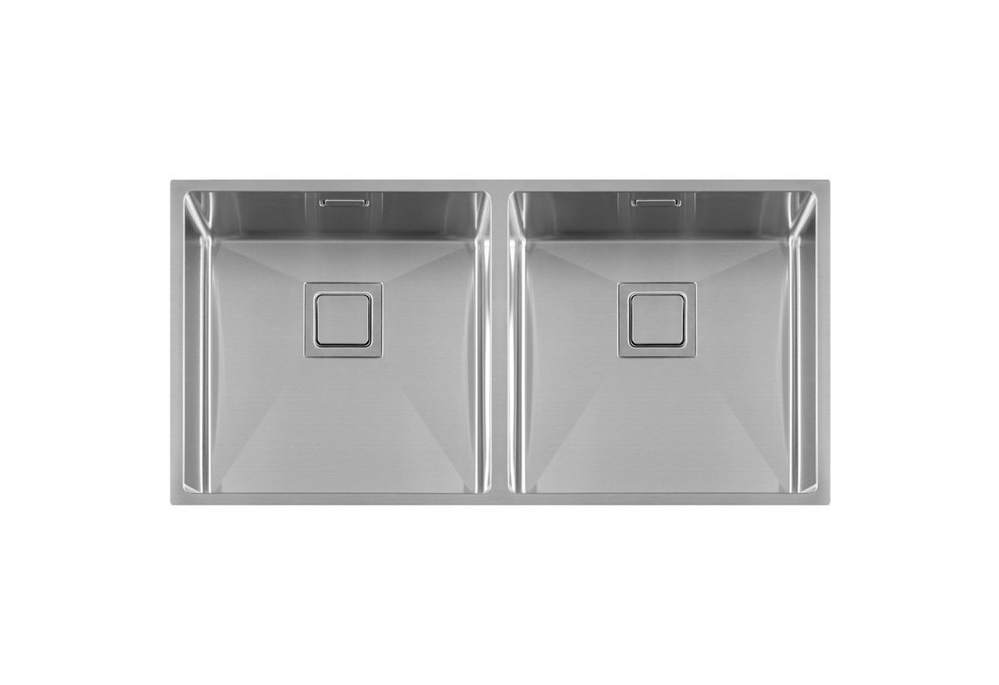 togo Küchenspüle 4040VK, rechteckig, 44/86.5 cm, flacher, geradliniger Boden, Doppelwaschbecken von togo