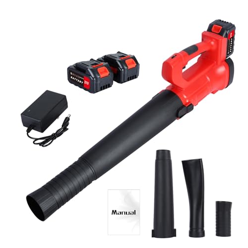 toilmua 21V Elektroblattgebläseverstellbare Geschwindigkeiten (6 Zahnräder), Handheld-Kabelblattgebläse mit 2 x 4,0AH-Batterien und 1 Ladegerät für Rasenpflegestaub & Schnee 150 Meilen pro Stund von toilmua