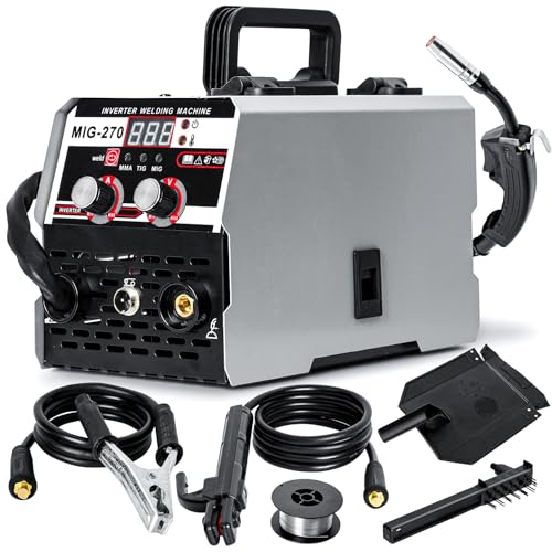 toilmua 3 In1 Mig Schweißer, 220 V Flux Core MIG/Stick/Hub TIG Einstellbare Leistungsmultiprozessschweißmaschine - tragbarer Gasloser Schweißer mit großem LED -Digital Display Magnetic Ring Trans von toilmua