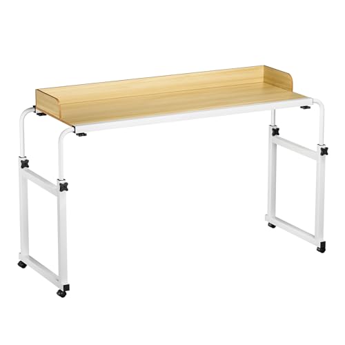 toilmua Großer Überbetttisch mit Rollen, Roll-Computertisch, Laptop-Wagen mit 4 feststellbaren Rollen, robuster Karbonstahl, Kingsize-Bett, Tisch mit erhöhtem Innensteg, Holzfarbe toilmua Großer Überbetttisch mit Rollen, Roll-Computertisch, Laptop-Wagen mit 4 feststellbaren Rollen, robuster Karbonstahl, Kingsize-Bett, Tisch mit erhöhtem Innensteg, Holzfarbe von toilmua
