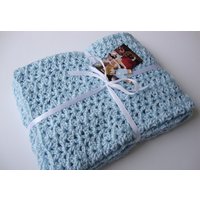 Gehäkelte Babydecke Weiches Acryl, Baby Blau, Neugeborenen Geschenk Mit Mini Decken von toivima