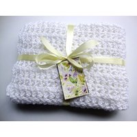 Gehäkelte Babydecke Weiße Acryl Neugeborenen Decke, Taufgeschenk von toivima