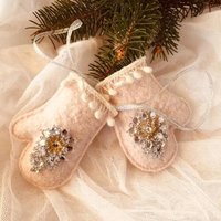 Set 2 Weihnachtsfäustling Ornament Mini Handschuhe Selbstgemachte Glänzende Ornamente von tomadecorhouse