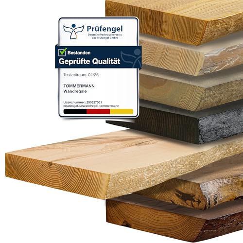 tømmermann - Wandregal mit Baumkante - massives Schweberegal Farbe Natur 70 cm Länge - Regalbrett aus Eschenholz 100% natürlich - Rustikales Wandboard mit unsichtbarer Wandmontage Massivholzbrett von tømmermann